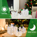 Set of 3 Christmas Lighted Gift Boxes Decorations, Seizeen Indoor Outdoor Xmas Decor with 60 Warm LED Lights, Home Room Garden Christmas Tree Decoration
