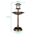 Bird Bath with Bird Feeder, Seizeen Outdoor Bird Baths with Solar Light & Base Planter, Round Birdbaths as Garden Decor, 42''H, Bronze