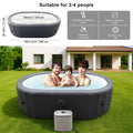 Inflatable Hot Tub Portable Oval Spa for 2-4 Person, 180 Bubble Jets Outdoor Hot Tub with Cover, Filter Cartridges, Pump, Floor Mat, Rapid Heating up to 104°F, Gray