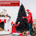 7.5 FT Pre-Lit Black Artificial Christmas Tree with 1350 Branch Tips, 400 LED Lights, Remote Control & 11 Lighting Modes, Hinged Pine Tree for Holiday Home Office Party Decoration