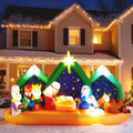 Outdoor Inflatable Christmas Decor, 9ft Lighted Inflatable Nativity Scene with Built-in Air Blower, Garden Decoration for Yard Patio Garden with LED Lights