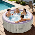 Seizeen 2-4 Persons Inflatable Hot Tub, 71in Round Hot Tub with Built-in Pump, Woven Pattern Home Spa with 110pcs Jets, Lockable Cover, 2 Cup Holders, 4 Filters Rapid Heating up to 104°F