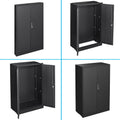 47" Metal Cabinet, Seizeen Garage Storage Cabinet with Adjustable Shelves, Pegboard and Hooks, Wall-Mountable Steel Cabinet for Workshop, Warehouse and Utility Room