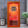 Seizeen Infrared Sauna with Beaty Lamps, 1-Person Indoor Dry Sauna with 7 Colors Light, Low EMF Okoume Wood Home Sauna Room 7 Carbon Crystal Heaters