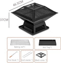 Portable Fire Pit for Outside, Seizeen Wood Burning Fire Pits 19'' Small Size, Square Firepit with Screen Cover, Fire Bowls with Ash Tray, Poker