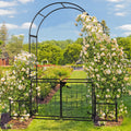 Metal Garden Arbor with Gate and Planter Box, 7.2FT Garden Trellis for Climbing Plants,