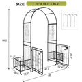 Metal Garden Arbor with Gate and Planter Box, 7.2FT Garden Trellis for Climbing Plants,