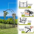 Metal Garden Arbor with Gate and Planter Box, 7.2FT Garden Trellis for Climbing Plants,