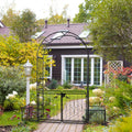 Metal Garden Arbor with Gate and Planter Box, 7.2FT Garden Trellis for Climbing Plants,