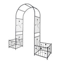 Metal Garden Arbor with Gate and Planter Box, 7.2FT Garden Trellis for Climbing Plants,