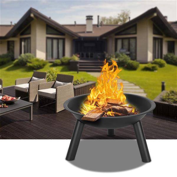 22" Iron Fire Pit Bowl Black