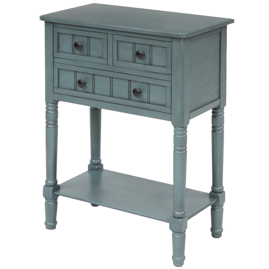 Narrow Console Table with Three Storage Drawers and Bottom Shelf