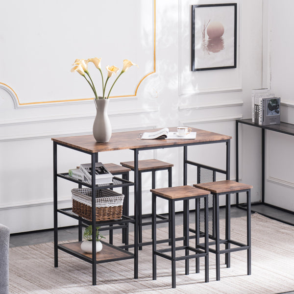 Rectangular Disassembly and Assembly Taupe 1 Table 4 Chairs Dining Table and Chair Set