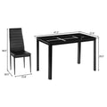 Rectangle Tempered Glass Dining Table with Nine Block Box Pattern Black