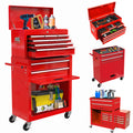 Tool Chest with Drawers, 2-IN-1 Rolling Tool Chest & Cabinet Large Capacity with 8 Drawers, Lockable Tool Box Organizer On Wheels with Sliding Drawers, Hidden Double Tool Box, Red