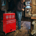 Tool Chest with Drawers, 2-IN-1 Rolling Tool Chest & Cabinet Large Capacity with 8 Drawers, Lockable Tool Box Organizer On Wheels with Sliding Drawers, Hidden Double Tool Box, Red