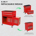 Tool Chest with Drawers, 2-IN-1 Rolling Tool Chest & Cabinet Large Capacity with 8 Drawers, Lockable Tool Box Organizer On Wheels with Sliding Drawers, Hidden Double Tool Box, Red