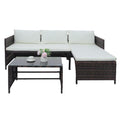 1 Double Seat 1 Chaise Seat 1 Coffee Table Combination Sofa Brown Gradient