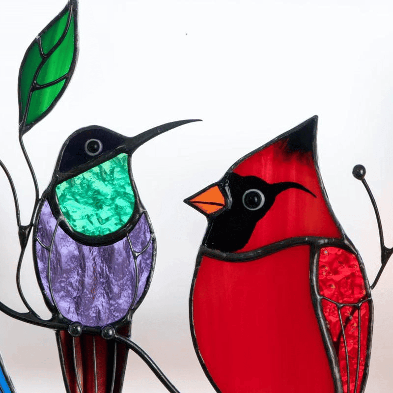 Birds Stained Window Panel Hangings