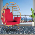Wicker Egg Chair, Indoor Outdoor Egg Chair, Oversized Garden Porch Backyard Patio Lounge Chair, Beige Cushion