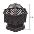 22" Hexagonal Shaped Iron Brazier Wood Burning Fire Pit Decoration