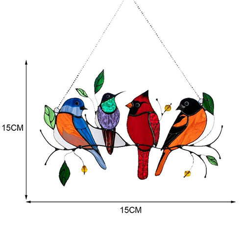 Birds Stained Window Panel Hangings