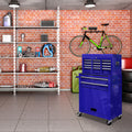 Rolling Tool Chest with 8 Drawers, 2-IN-1 Hidden Multifunctional Toolbox Set, Blue Tool Box On Wheels Storage Cabinet Lockable with Sliding Drawers Handle Hook, Large Capacity Box for Tool