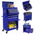 Rolling Tool Chest with 8 Drawers, 2-IN-1 Hidden Multifunctional Toolbox Set, Blue Tool Box On Wheels Storage Cabinet Lockable with Sliding Drawers Handle Hook, Large Capacity Box for Tool
