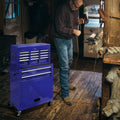 Rolling Tool Chest with 8 Drawers, 2-IN-1 Hidden Multifunctional Toolbox Set, Blue Tool Box On Wheels Storage Cabinet Lockable with Sliding Drawers Handle Hook, Large Capacity Box for Tool
