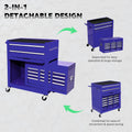 Rolling Tool Chest with 8 Drawers, 2-IN-1 Hidden Multifunctional Toolbox Set, Blue Tool Box On Wheels Storage Cabinet Lockable with Sliding Drawers Handle Hook, Large Capacity Box for Tool