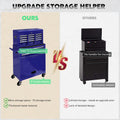 Rolling Tool Chest with 8 Drawers, 2-IN-1 Hidden Multifunctional Toolbox Set, Blue Tool Box On Wheels Storage Cabinet Lockable with Sliding Drawers Handle Hook, Large Capacity Box for Tool