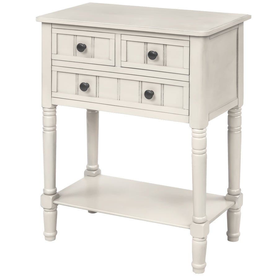 Narrow Console Table with Three Storage Drawers and Bottom Shelf