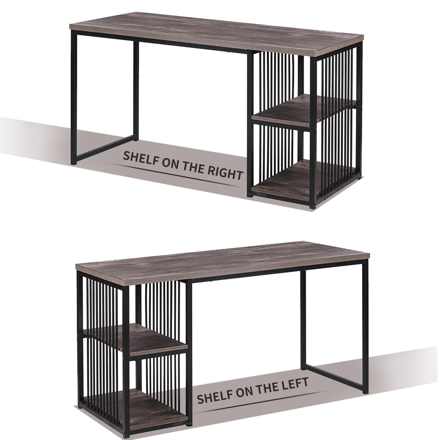 55 Inch Home Office Computer Desk with 2 Storage Shelves