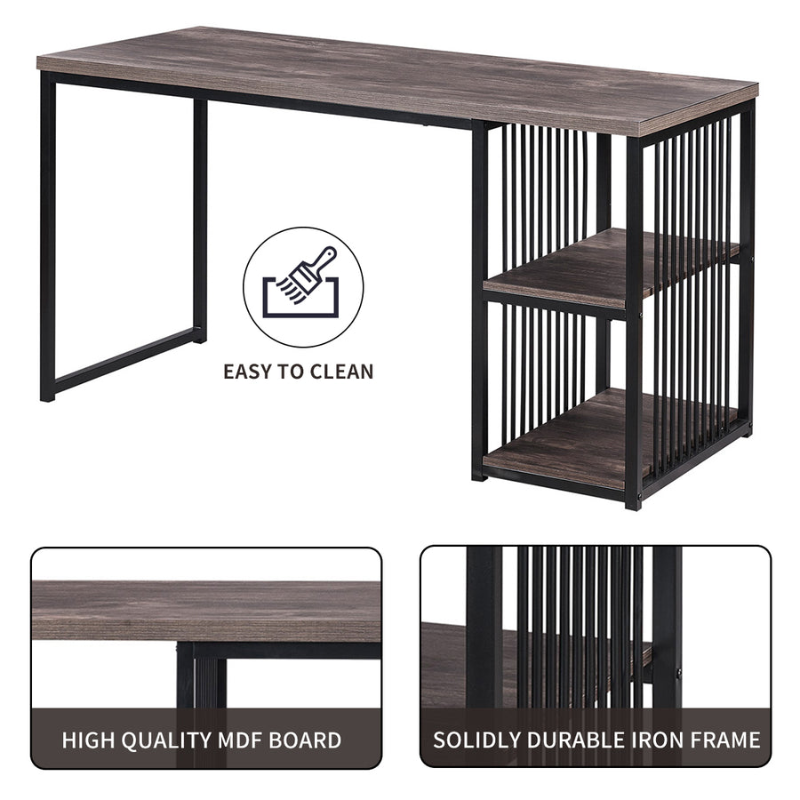 55 Inch Home Office Computer Desk with 2 Storage Shelves