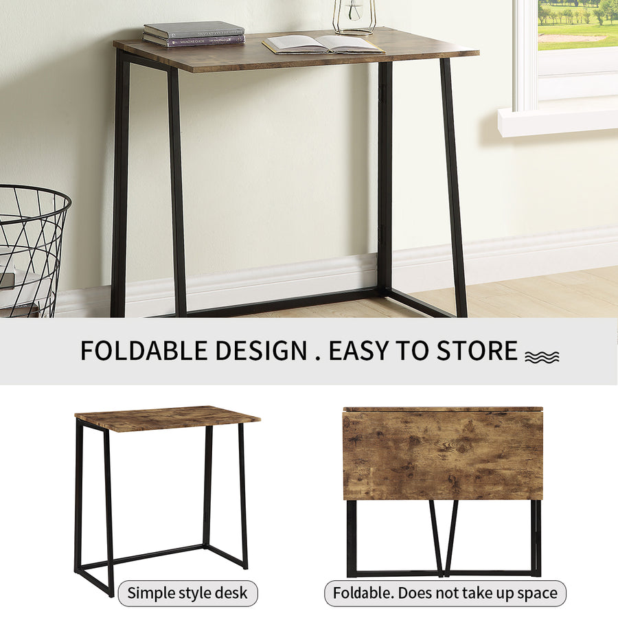 Industrial Style Folding Computer Desk for Small Space Offices