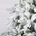 Seizeen™Snow Flocked Christmas Tree 7ft Artificial Hinged Pine Tree with White Realistic Tips Unlit