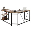 L-Shaped Computer Desk with 2-Tier Storage Shelves