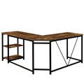 L-Shaped Computer Desk with 2-Tier Storage Shelves
