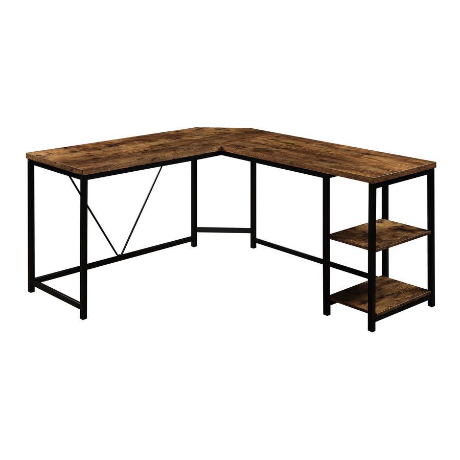 L-Shaped Computer Desk with 2-Tier Storage Shelves