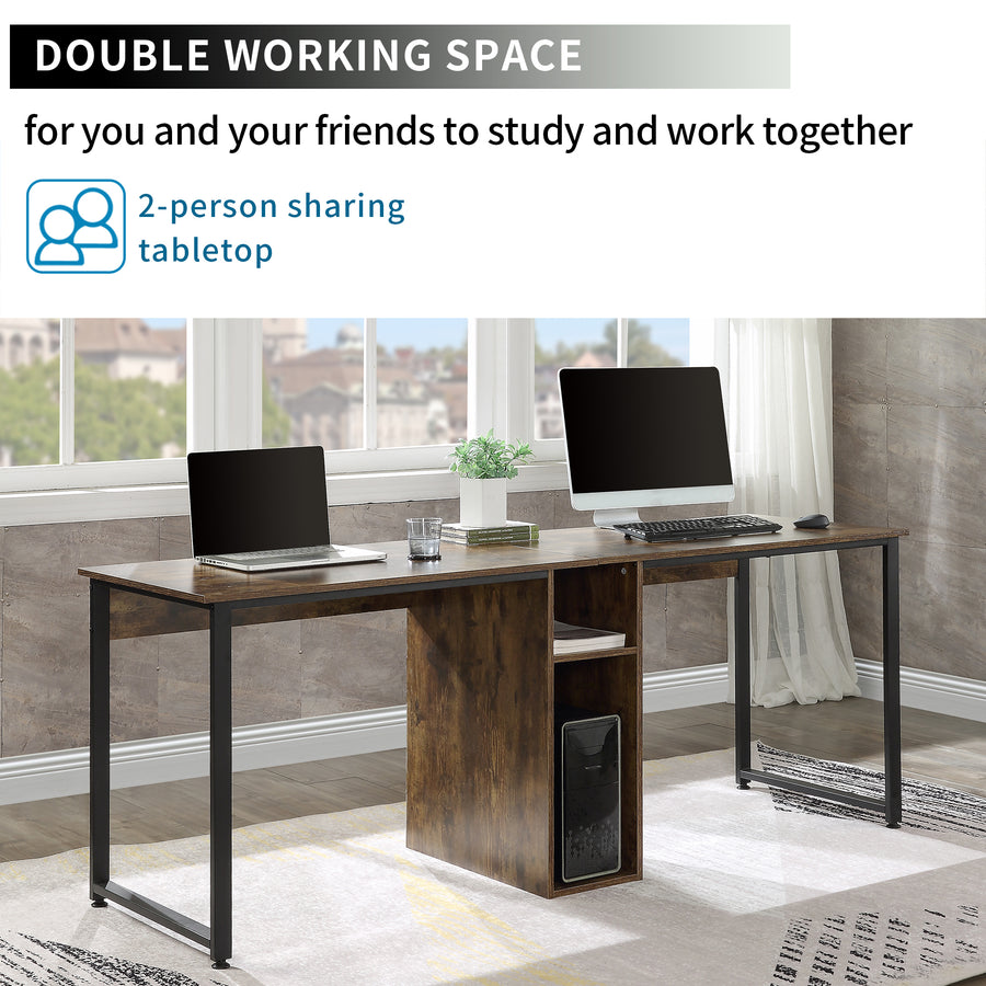Home Office 2-Person Workstation Desk with Storage