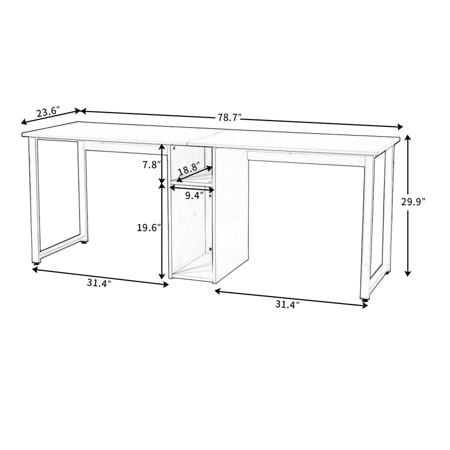 Home Office 2-Person Workstation Desk with Storage