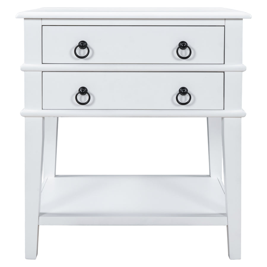 Sofa Side End Table with 2 Spacious Drawers
