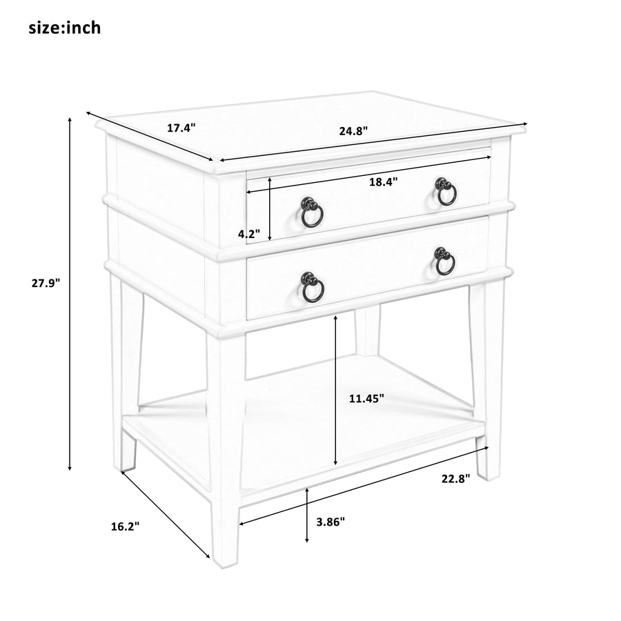 Sofa Side End Table with 2 Spacious Drawers