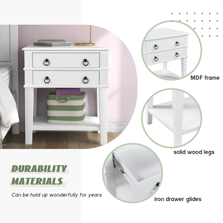 Sofa Side End Table with 2 Spacious Drawers