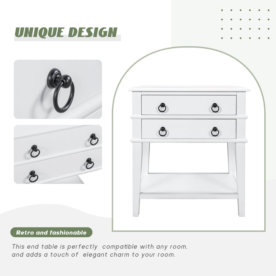Sofa Side End Table with 2 Spacious Drawers