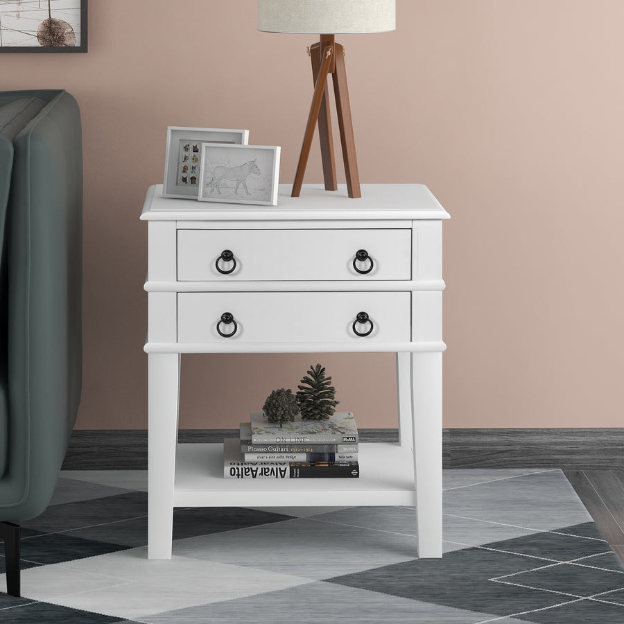 Sofa Side End Table with 2 Spacious Drawers