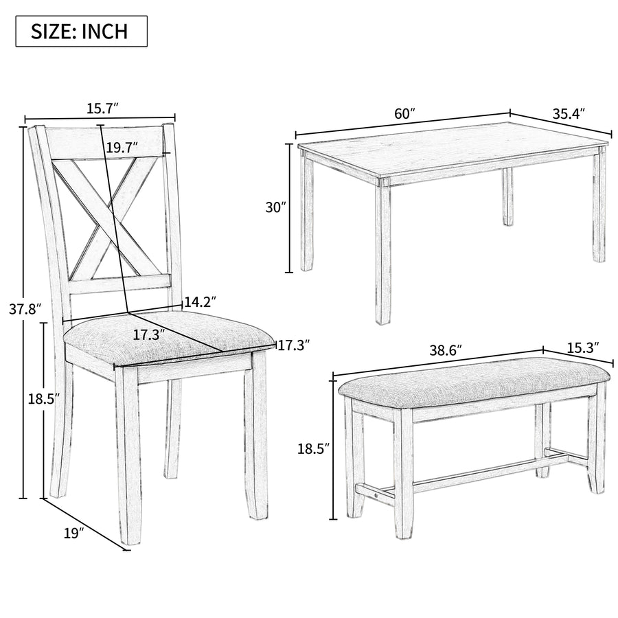 SEIZEEN 6-Piece Kitchen Dining Table Set