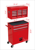 Tool Chest with Drawers, 2-IN-1 Rolling Tool Chest & Cabinet Large Capacity with 8 Drawers, Lockable Tool Box Organizer On Wheels with Sliding Drawers, Hidden Double Tool Box, Red