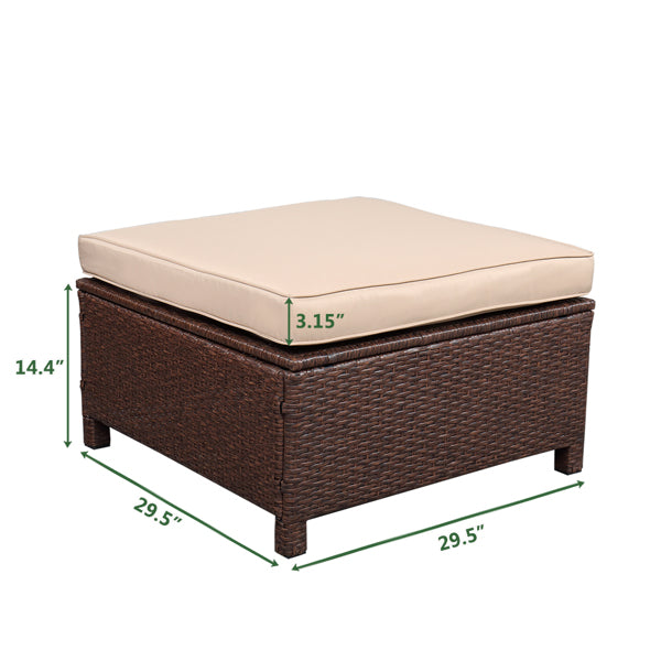 Brown 5-Piece Set Rattan Sofa