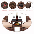 Wide Rattan Double Contiguous Rattan Five-Piece Suit 2 Single 2 Pedals 1 Double Coffee Table